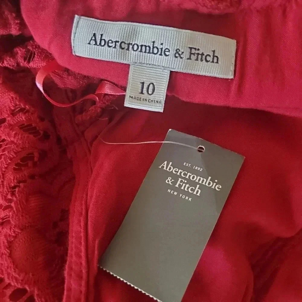Abercrombie & Fitch Red Lace Mini Dress Size 10 - Picture 3 of 5